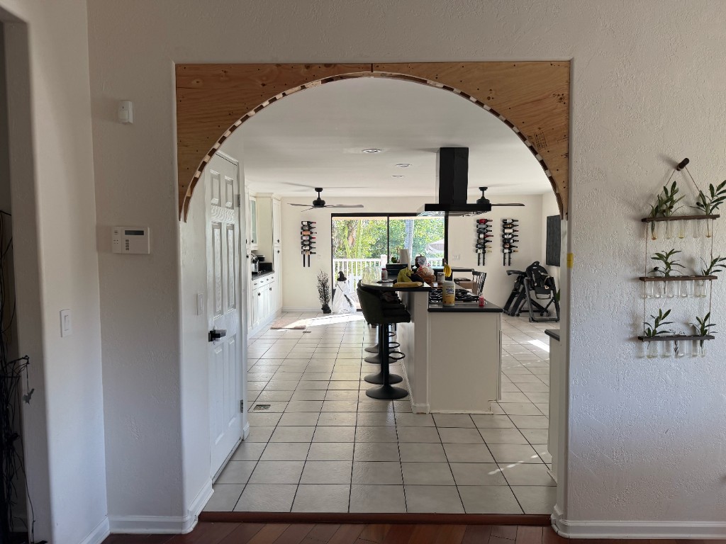 Plywood form for the kitchen arch