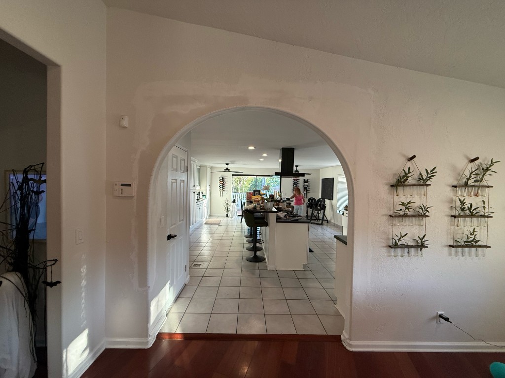 Arch plastered and waiting on finish paint