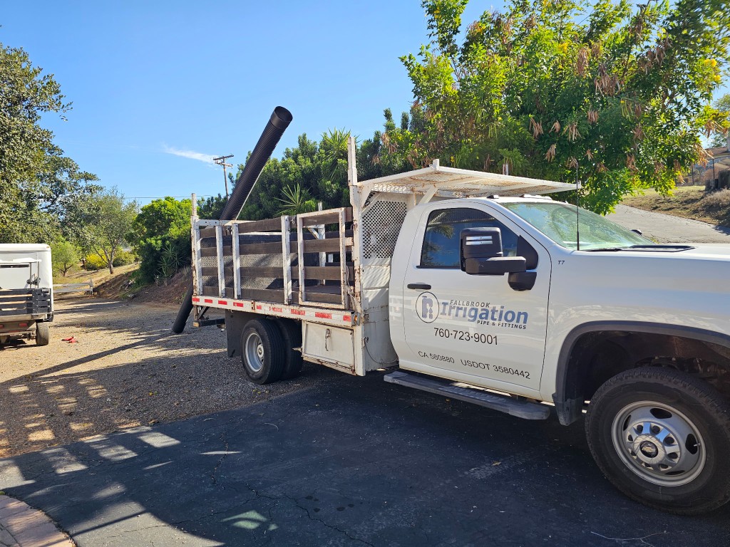 Corrugated drain pipe delivered to the job